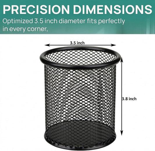 12 Pack Metal Pen Holder Wire Mesh Pen Cup Pencil Holder Pencil Cup for Desk Office Pen Organizer, Black