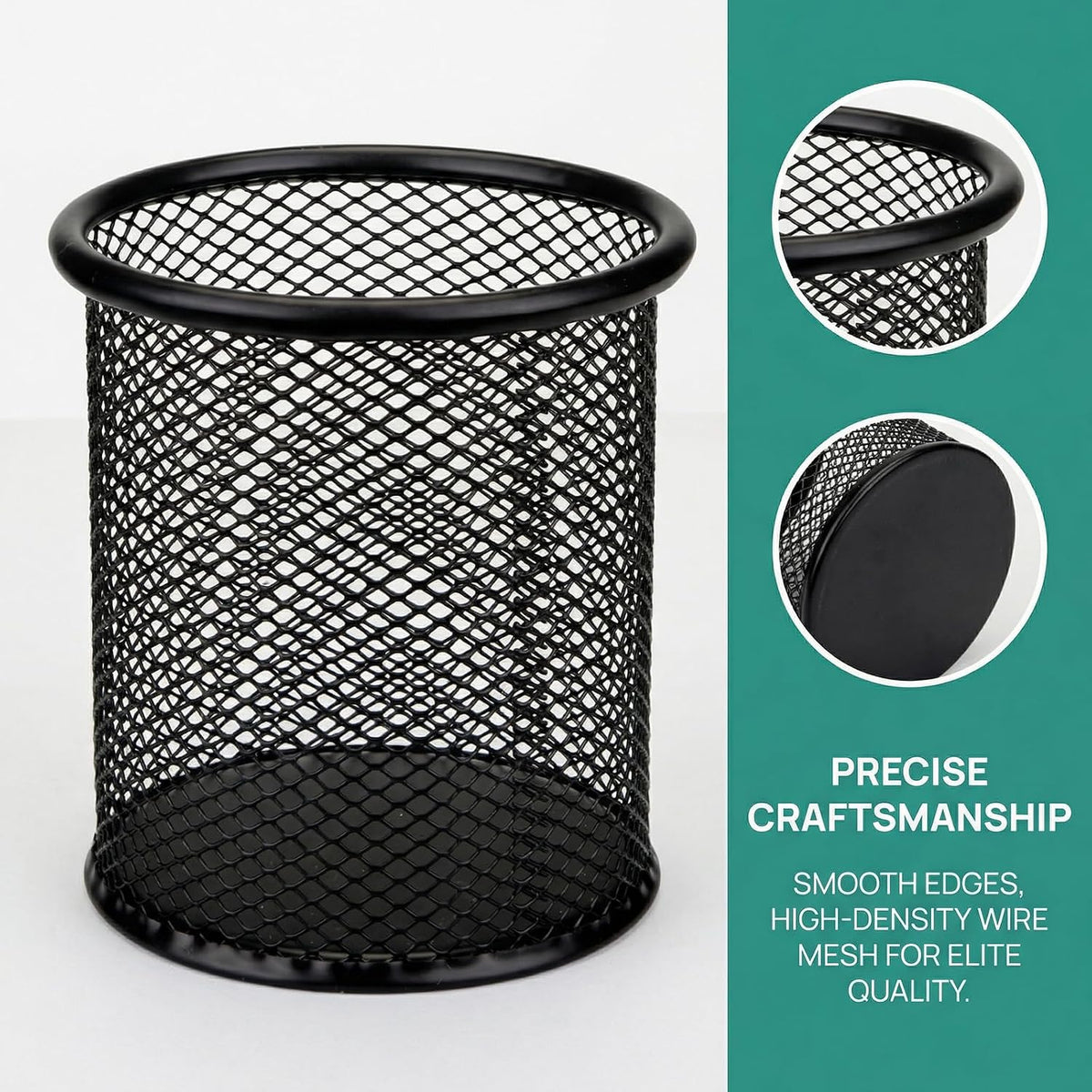 12 Pack Metal Pen Holder Wire Mesh Pen Cup Pencil Holder Pencil Cup for Desk Office Pen Organizer, Black