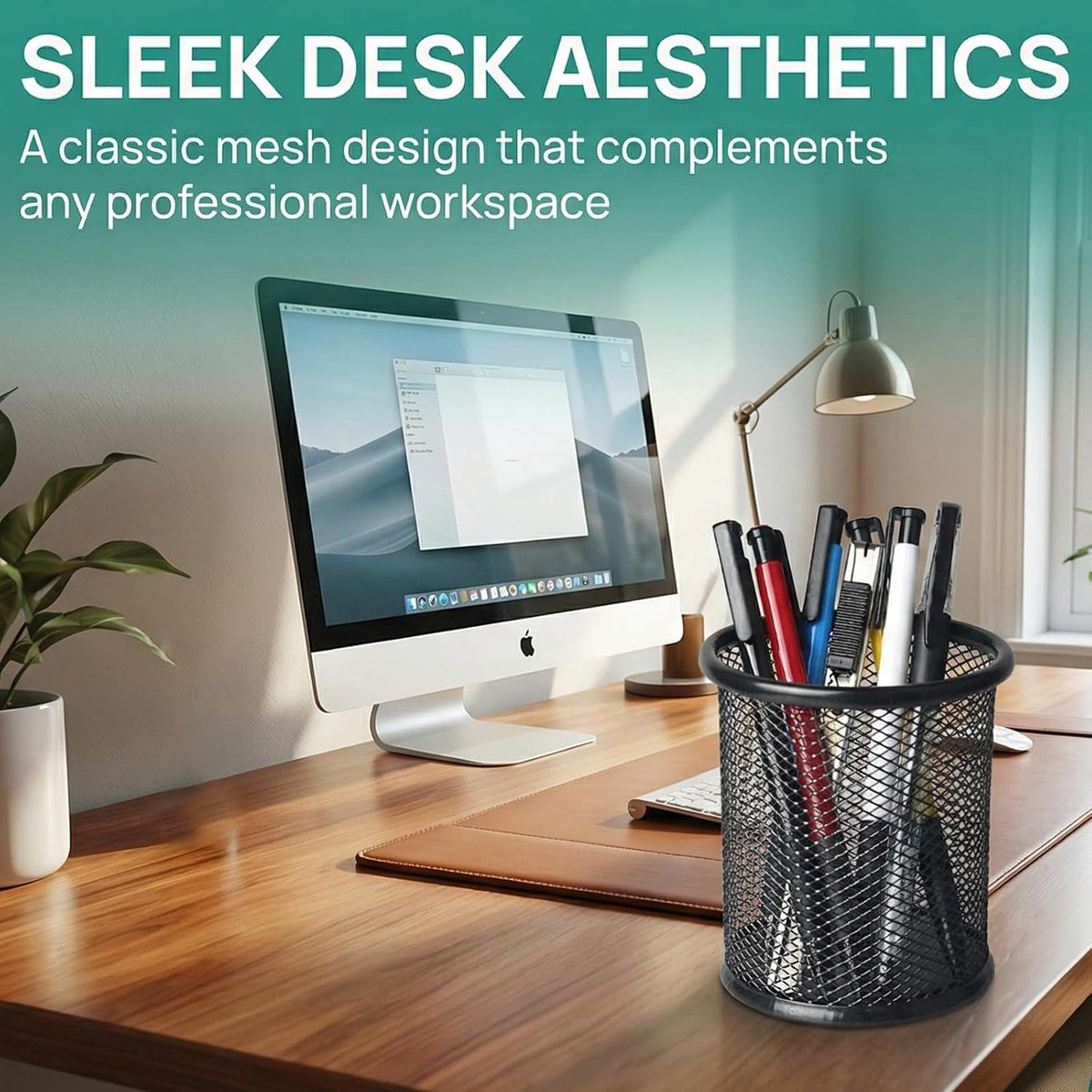 12 Pack Metal Pen Holder Wire Mesh Pen Cup Pencil Holder Pencil Cup for Desk Office Pen Organizer, Black