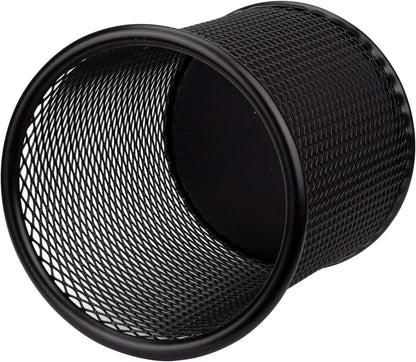 12 Pack Metal Pen Holder Wire Mesh Pen Cup Pencil Holder Pencil Cup for Desk Office Pen Organizer, Black