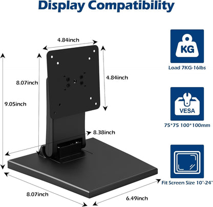 WEARSON Adjustable LCD TV Stand Folding Metal Monitor Desk Stand with VESA Hole 75x75mm&100x100mm (WS-03A2)
