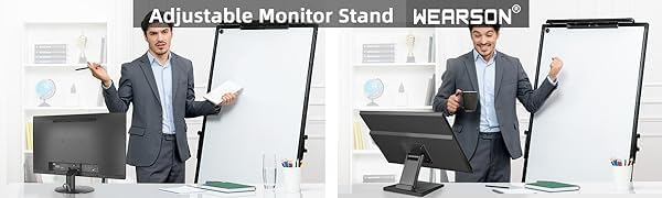 WEARSON Adjustable LCD TV Stand Folding Metal Monitor Desk Stand with VESA Hole 75x75mm&100x100mm (WS-03A2)