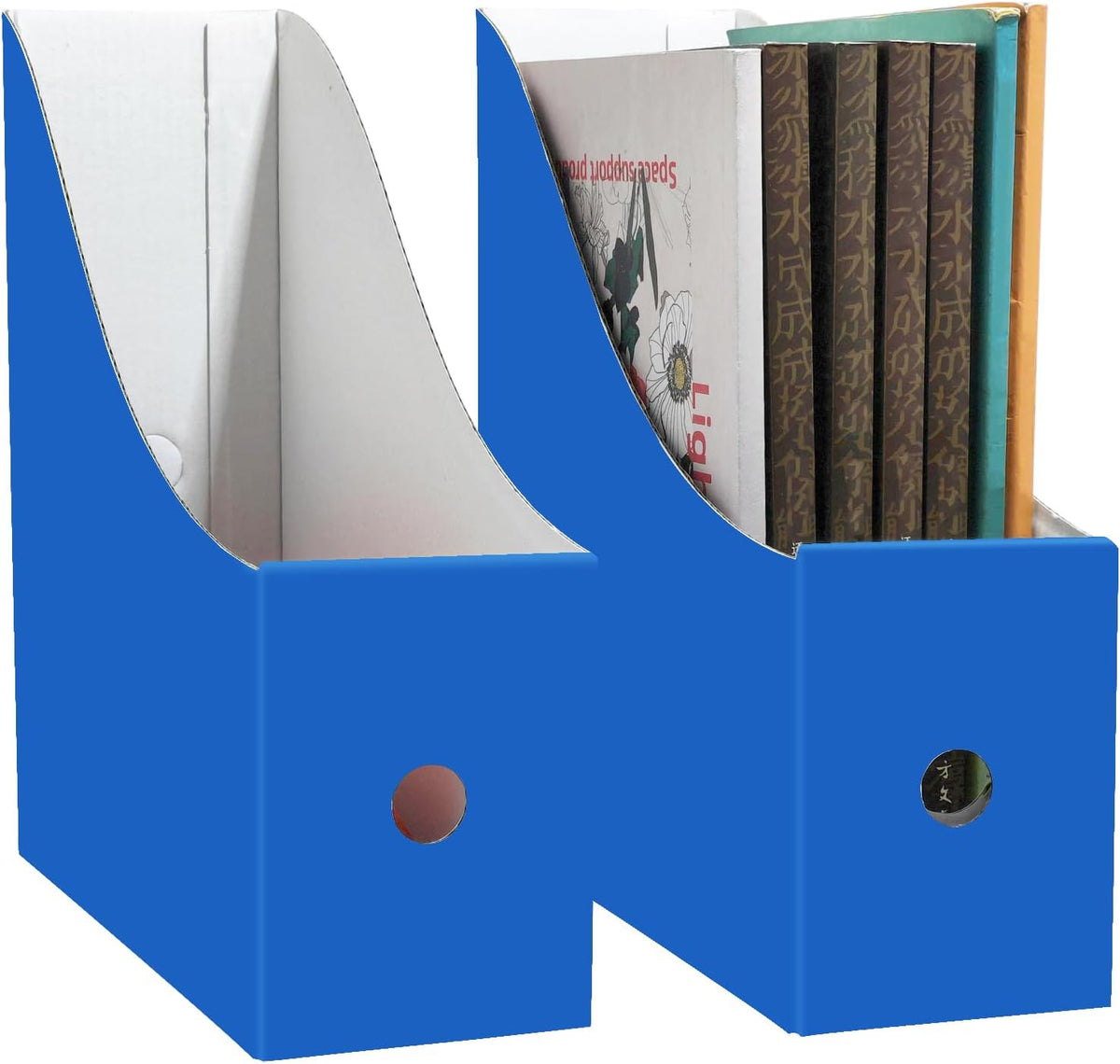 2 Pack Black Cardboard Magazine Holder for Desk or Shelves