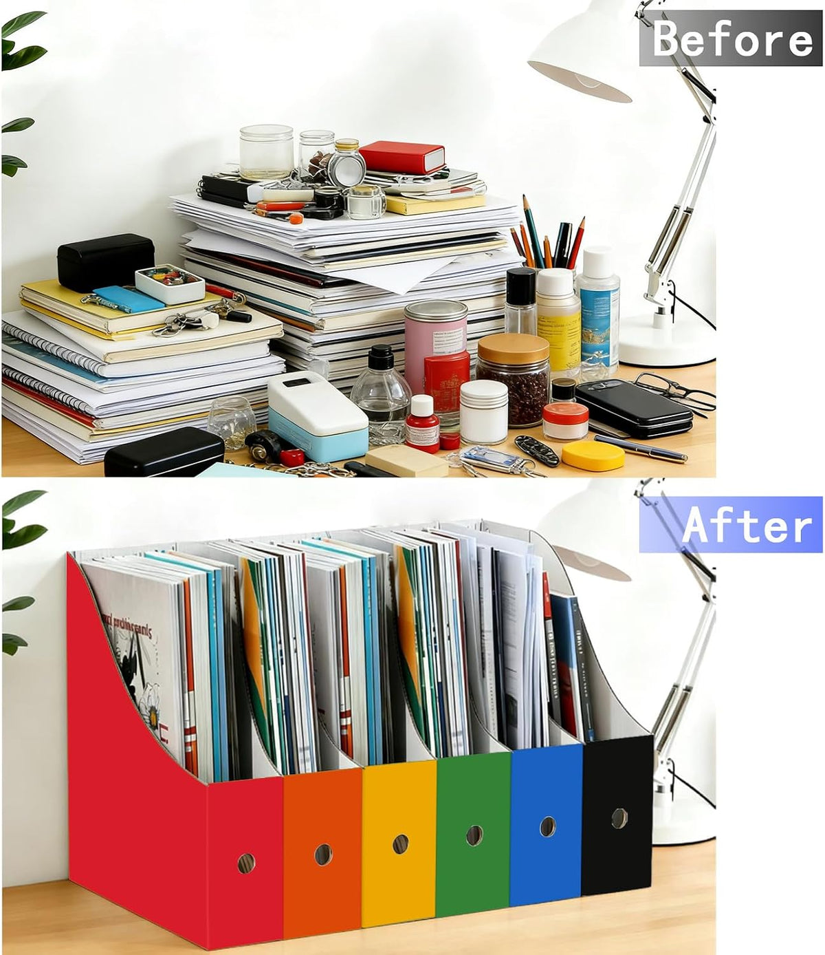 2 Pack Black Cardboard Magazine Holder for Desk or Shelves