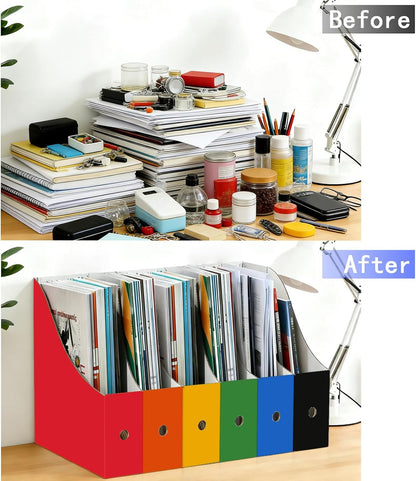 2 Pack Black Cardboard Magazine Holder for Desk or Shelves