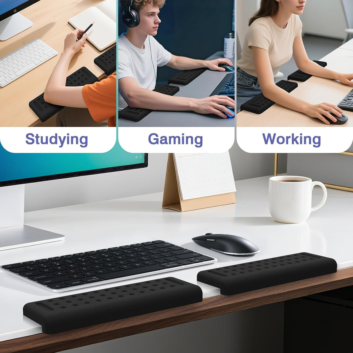 L-Shaped Desk Edge Cushion, 2 PCS Elbow Rest for Desk, Black