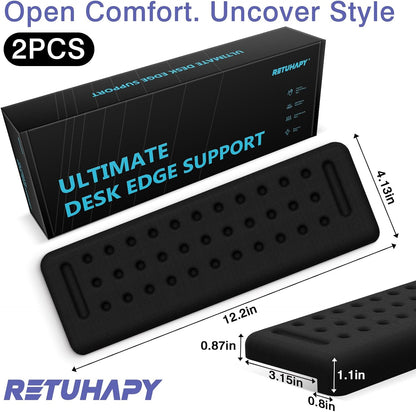 L-Shaped Desk Edge Cushion, 2 PCS Elbow Rest for Desk, Black