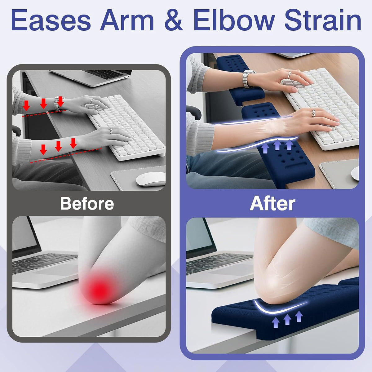 L-Shaped Desk Edge Cushion, 2 PCS Elbow Rest for Desk, Black