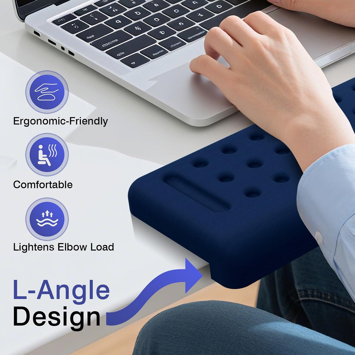 L-Shaped Desk Edge Cushion, 2 PCS Elbow Rest for Desk, Black