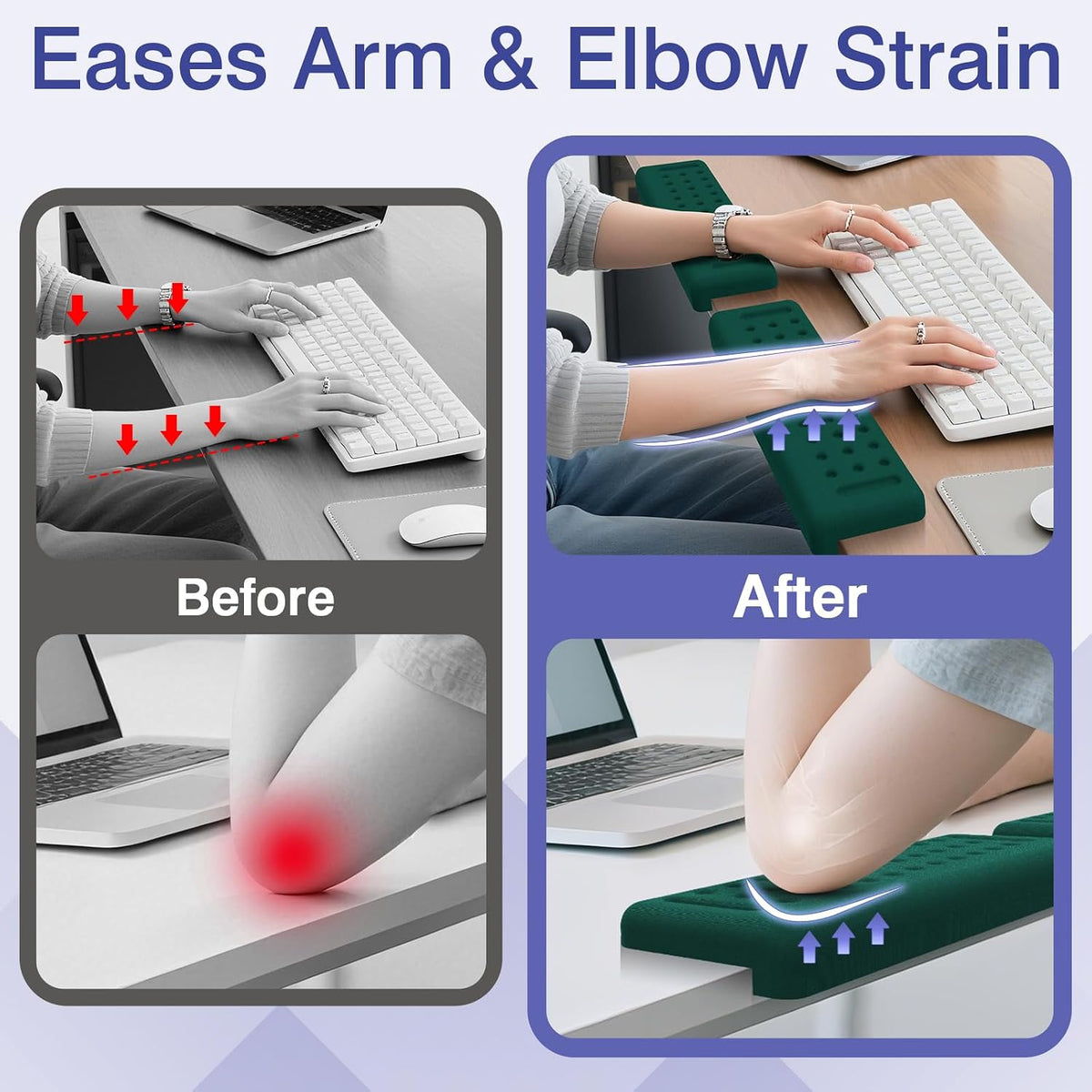 L-Shaped Desk Edge Cushion, 2 PCS Elbow Rest for Desk, Black