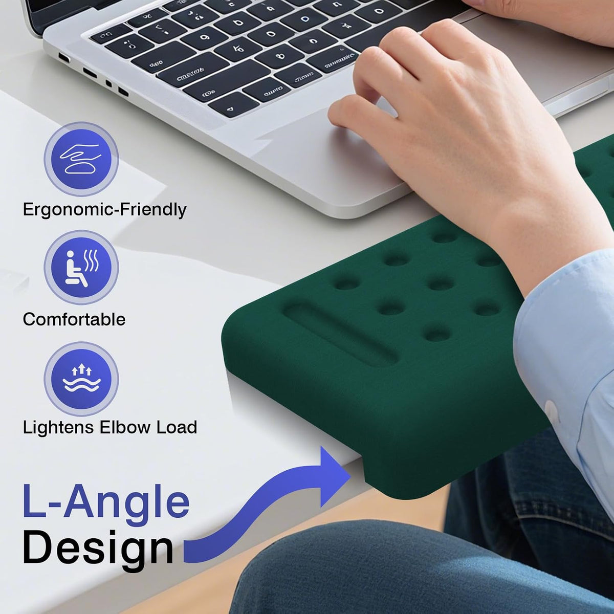 L-Shaped Desk Edge Cushion, 2 PCS Elbow Rest for Desk, Black