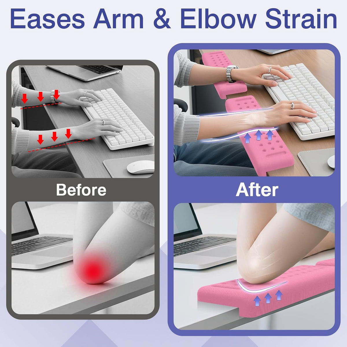 L-Shaped Desk Edge Cushion, 2 PCS Elbow Rest for Desk, Black