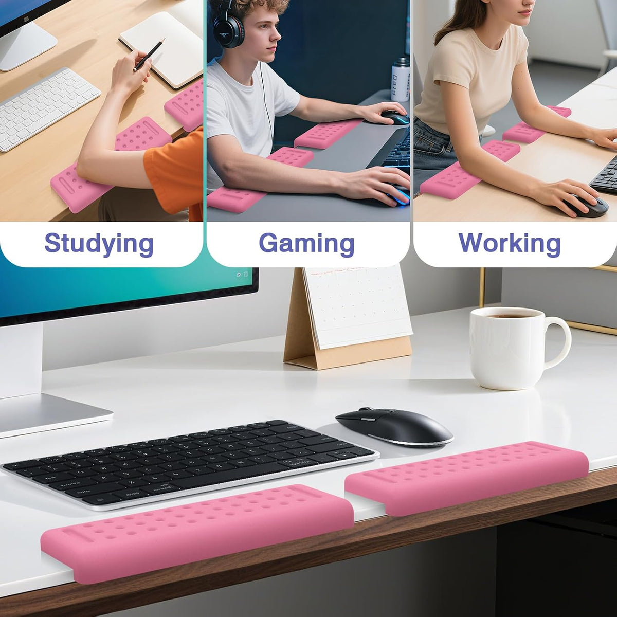L-Shaped Desk Edge Cushion, 2 PCS Elbow Rest for Desk, Black