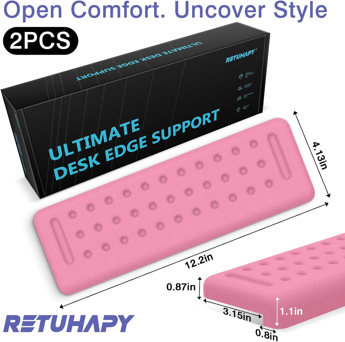L-Shaped Desk Edge Cushion, 2 PCS Elbow Rest for Desk, Black