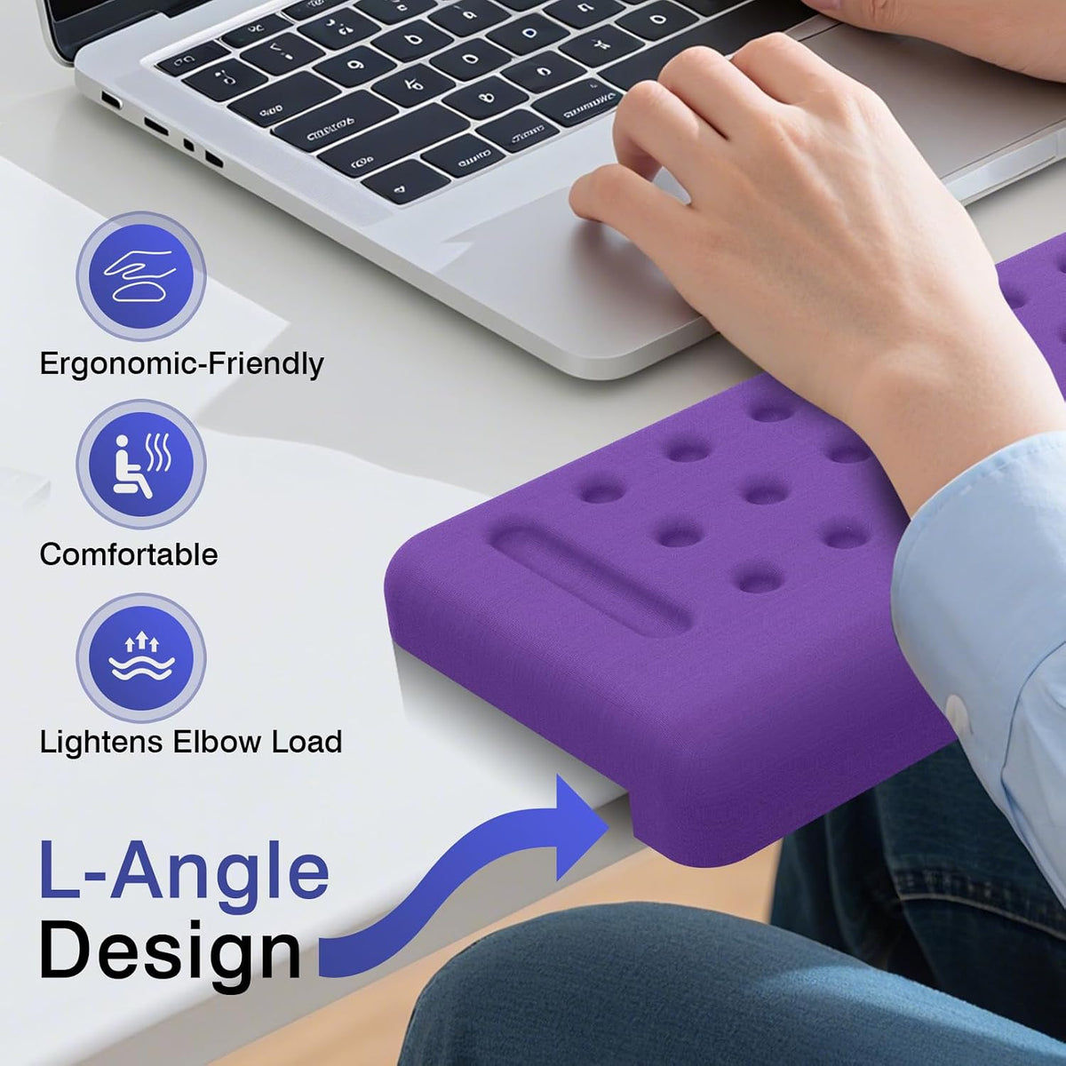 L-Shaped Desk Edge Cushion, 2 PCS Elbow Rest for Desk, Black