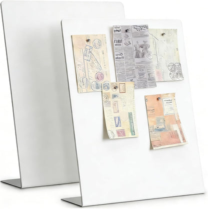 Magnet Board 7.87 x5.31 x 3.93 Stand Mini White Metal Tabletop Memo Standing Magnetic Board for Desk - Magnetic Display for Back to School Menu Table， Photos，Memos (White*2, 20 * 13.5 * 10cm)