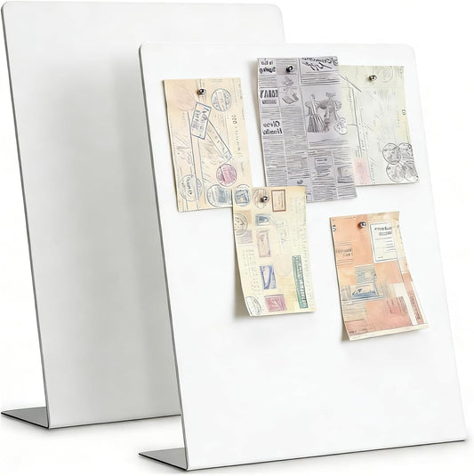 Magnet Board 7.87 x5.31 x 3.93 Stand Mini White Metal Tabletop Memo Standing Magnetic Board for Desk - Magnetic Display for Back to School Menu Table， Photos，Memos (White*2, 20 * 13.5 * 10cm)