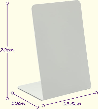 Magnet Board 7.87 x5.31 x 3.93 Stand Mini White Metal Tabletop Memo Standing Magnetic Board for Desk - Magnetic Display for Back to School Menu Table， Photos，Memos (White*2, 20 * 13.5 * 10cm)