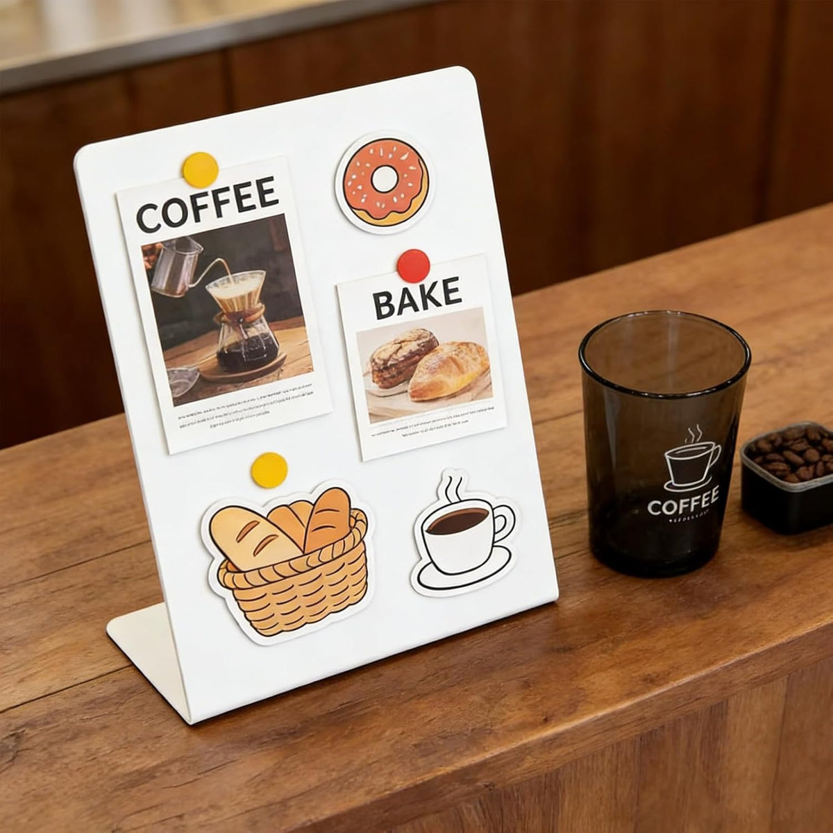 Magnet Board 7.87 x5.31 x 3.93 Stand Mini White Metal Tabletop Memo Standing Magnetic Board for Desk - Magnetic Display for Back to School Menu Table， Photos，Memos (White*2, 20 * 13.5 * 10cm)