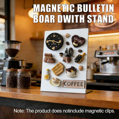 Magnet Board 7.87 x5.31 x 3.93 Stand Mini White Metal Tabletop Memo Standing Magnetic Board for Desk - Magnetic Display for Back to School Menu Table， Photos，Memos (White*2, 20 * 13.5 * 10cm)