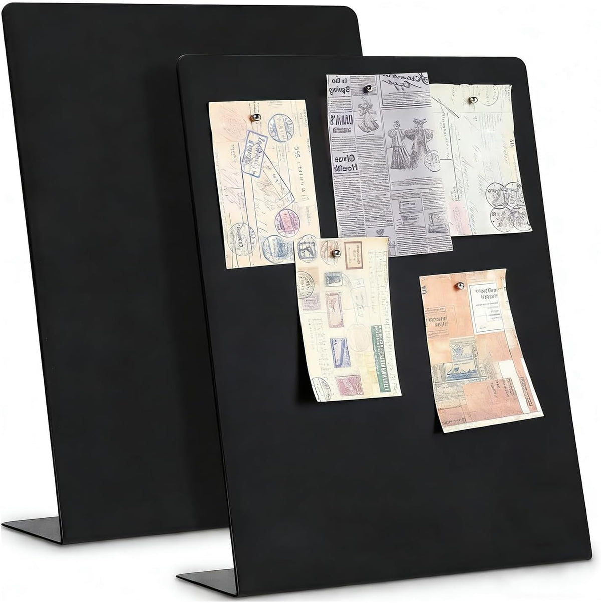 Magnet Board 7.87 x5.31 x 3.93 Stand Mini White Metal Tabletop Memo Standing Magnetic Board for Desk - Magnetic Display for Back to School Menu Table， Photos，Memos (White*2, 20 * 13.5 * 10cm)