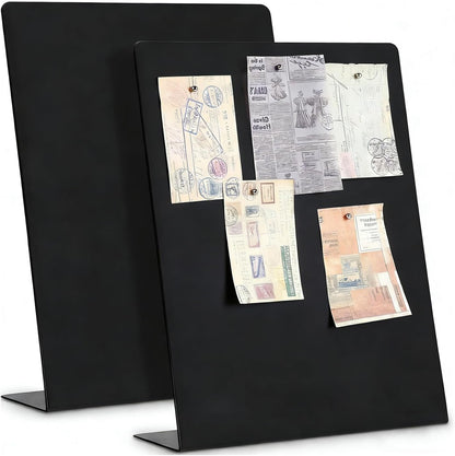 Magnet Board 7.87 x5.31 x 3.93 Stand Mini White Metal Tabletop Memo Standing Magnetic Board for Desk - Magnetic Display for Back to School Menu Table， Photos，Memos (White*2, 20 * 13.5 * 10cm)