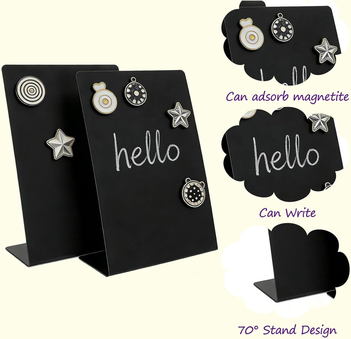 Magnet Board 7.87 x5.31 x 3.93 Stand Mini White Metal Tabletop Memo Standing Magnetic Board for Desk - Magnetic Display for Back to School Menu Table， Photos，Memos (White*2, 20 * 13.5 * 10cm)