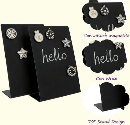 Magnet Board 7.87 x5.31 x 3.93 Stand Mini White Metal Tabletop Memo Standing Magnetic Board for Desk - Magnetic Display for Back to School Menu Table， Photos，Memos (White*2, 20 * 13.5 * 10cm)