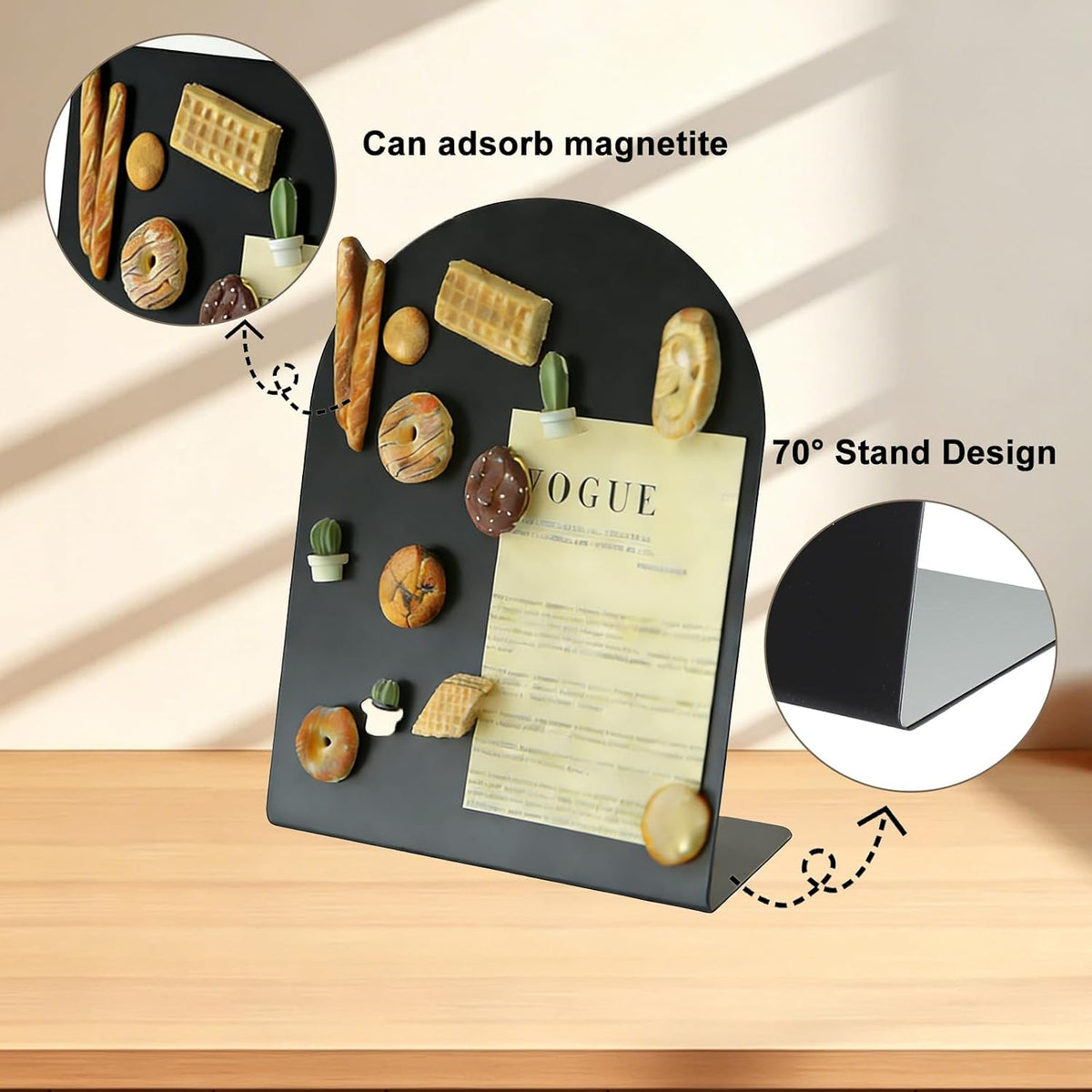 Magnet Board 7.87 x5.31 x 3.93 Stand Mini White Metal Tabletop Memo Standing Magnetic Board for Desk - Magnetic Display for Back to School Menu Table， Photos，Memos (White*2, 20 * 13.5 * 10cm)