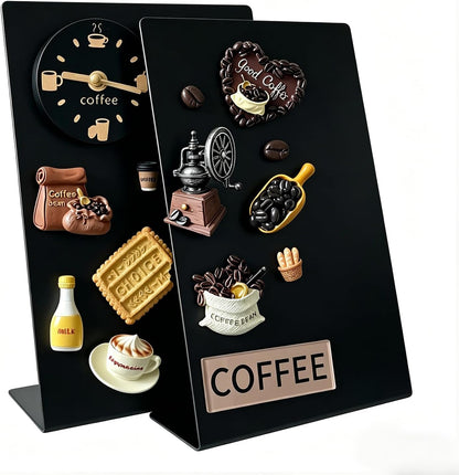 Magnet Board 7.87 x5.31 x 3.93 Stand Mini White Metal Tabletop Memo Standing Magnetic Board for Desk - Magnetic Display for Back to School Menu Table， Photos，Memos (White*2, 20 * 13.5 * 10cm)