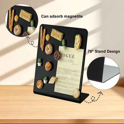 Magnet Board 7.87 x5.31 x 3.93 Stand Mini White Metal Tabletop Memo Standing Magnetic Board for Desk - Magnetic Display for Back to School Menu Table， Photos，Memos (White*2, 20 * 13.5 * 10cm)