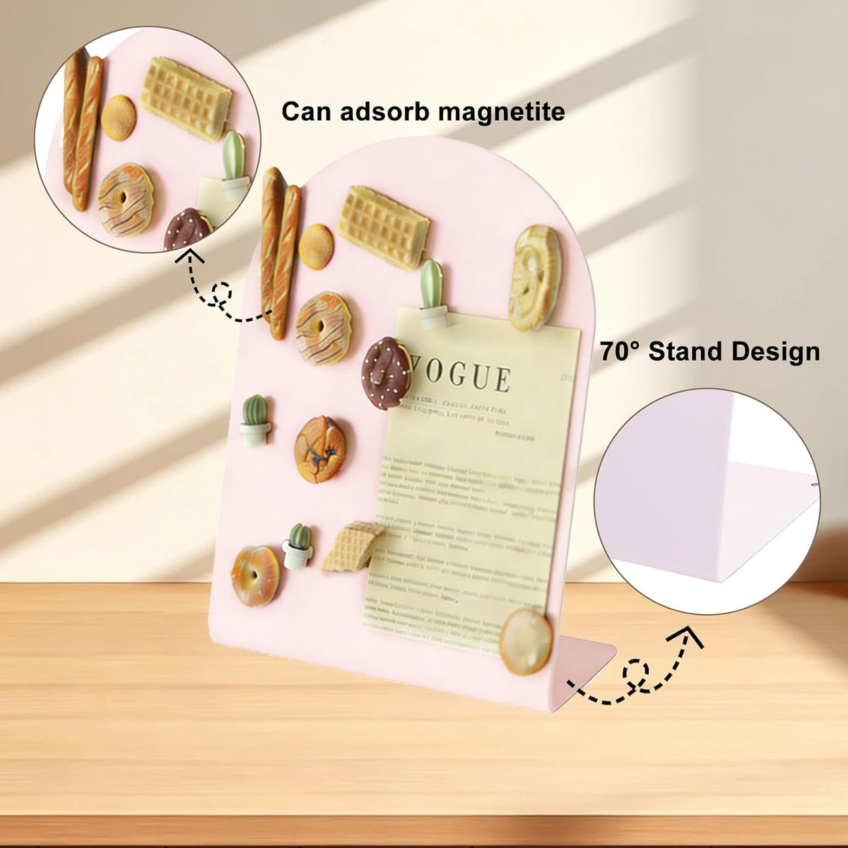 Magnet Board 7.87 x5.31 x 3.93 Stand Mini White Metal Tabletop Memo Standing Magnetic Board for Desk - Magnetic Display for Back to School Menu Table， Photos，Memos (White*2, 20 * 13.5 * 10cm)