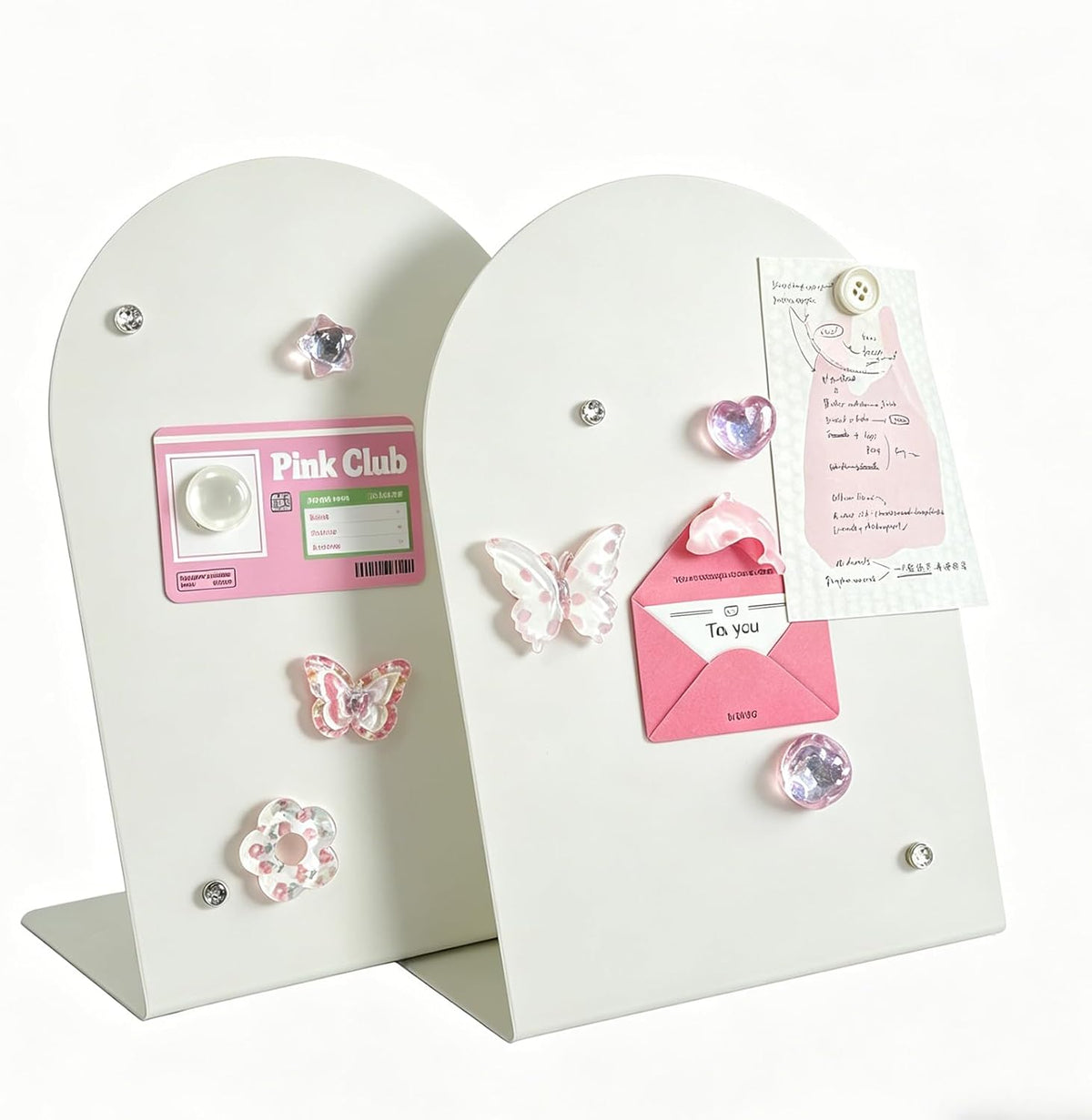 Magnet Board 7.87 x5.31 x 3.93 Stand Mini White Metal Tabletop Memo Standing Magnetic Board for Desk - Magnetic Display for Back to School Menu Table， Photos，Memos (White*2, 20 * 13.5 * 10cm)