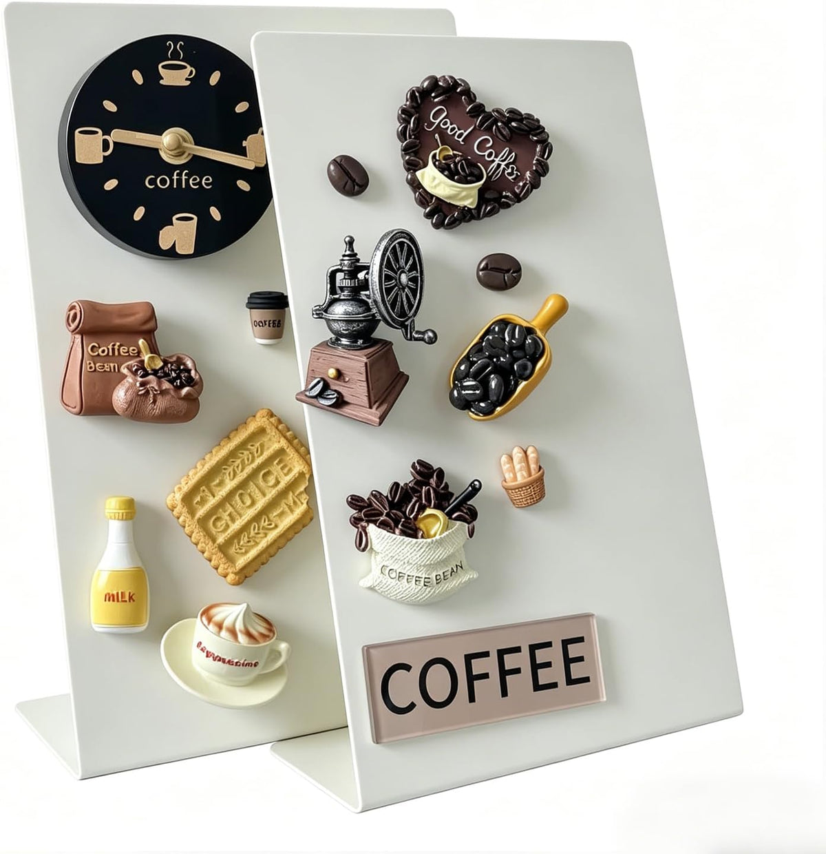 Magnet Board 7.87 x5.31 x 3.93 Stand Mini White Metal Tabletop Memo Standing Magnetic Board for Desk - Magnetic Display for Back to School Menu Table， Photos，Memos (White*2, 20 * 13.5 * 10cm)