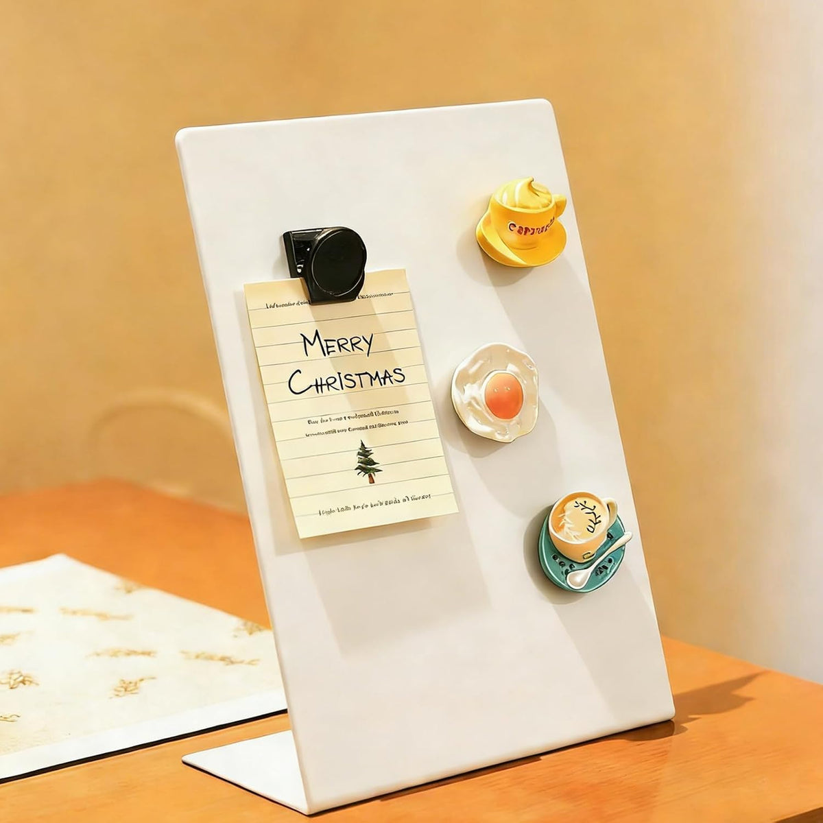 Magnet Board 7.87 x5.31 x 3.93 Stand Mini White Metal Tabletop Memo Standing Magnetic Board for Desk - Magnetic Display for Back to School Menu Table， Photos，Memos (White*2, 20 * 13.5 * 10cm)