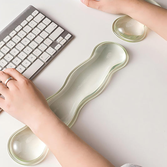 Clear Gel Mouse Wrist Rest, Wrist Support Wrist Pad for Typing Pain Relief, Ergonomic Cool Wrist Rest for Mouse, Hand Mouse Wrist Rest for Office, Gaming, Computer, Laptop - Transparent Green