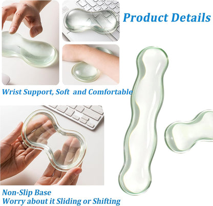 Clear Gel Mouse Wrist Rest, Wrist Support Wrist Pad for Typing Pain Relief, Ergonomic Cool Wrist Rest for Mouse, Hand Mouse Wrist Rest for Office, Gaming, Computer, Laptop - Transparent Green