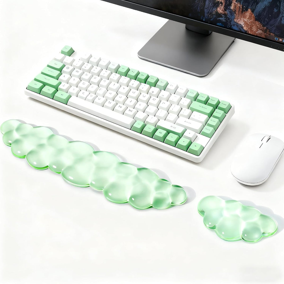Clear Gel Mouse Wrist Rest, Wrist Support Wrist Pad for Typing Pain Relief, Ergonomic Cool Wrist Rest for Mouse, Hand Mouse Wrist Rest for Office, Gaming, Computer, Laptop - Transparent Green