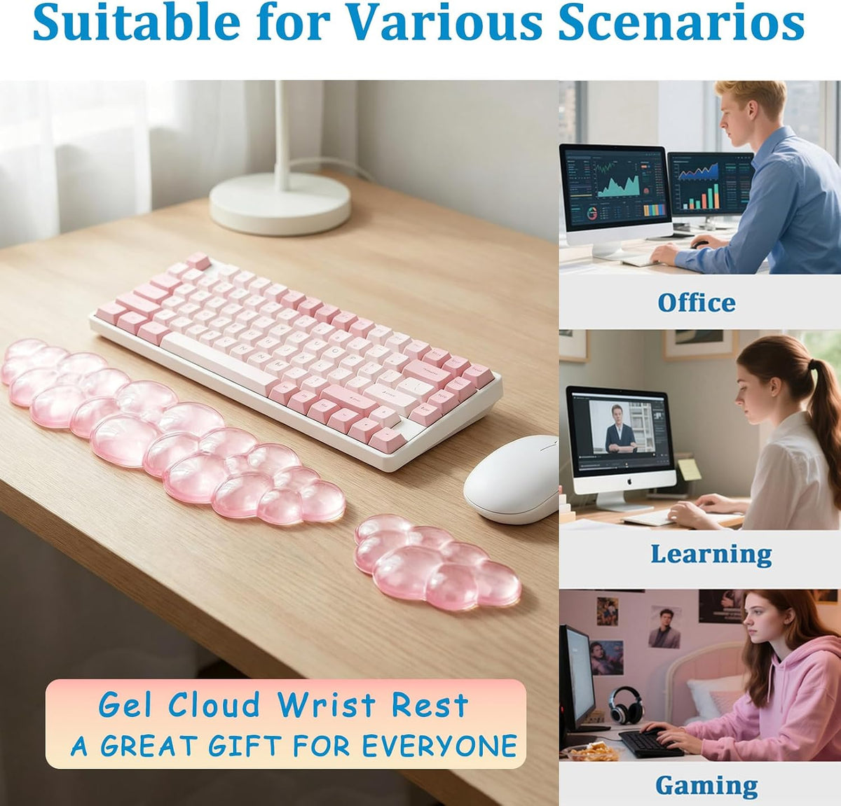 Clear Gel Mouse Wrist Rest, Wrist Support Wrist Pad for Typing Pain Relief, Ergonomic Cool Wrist Rest for Mouse, Hand Mouse Wrist Rest for Office, Gaming, Computer, Laptop - Transparent Green