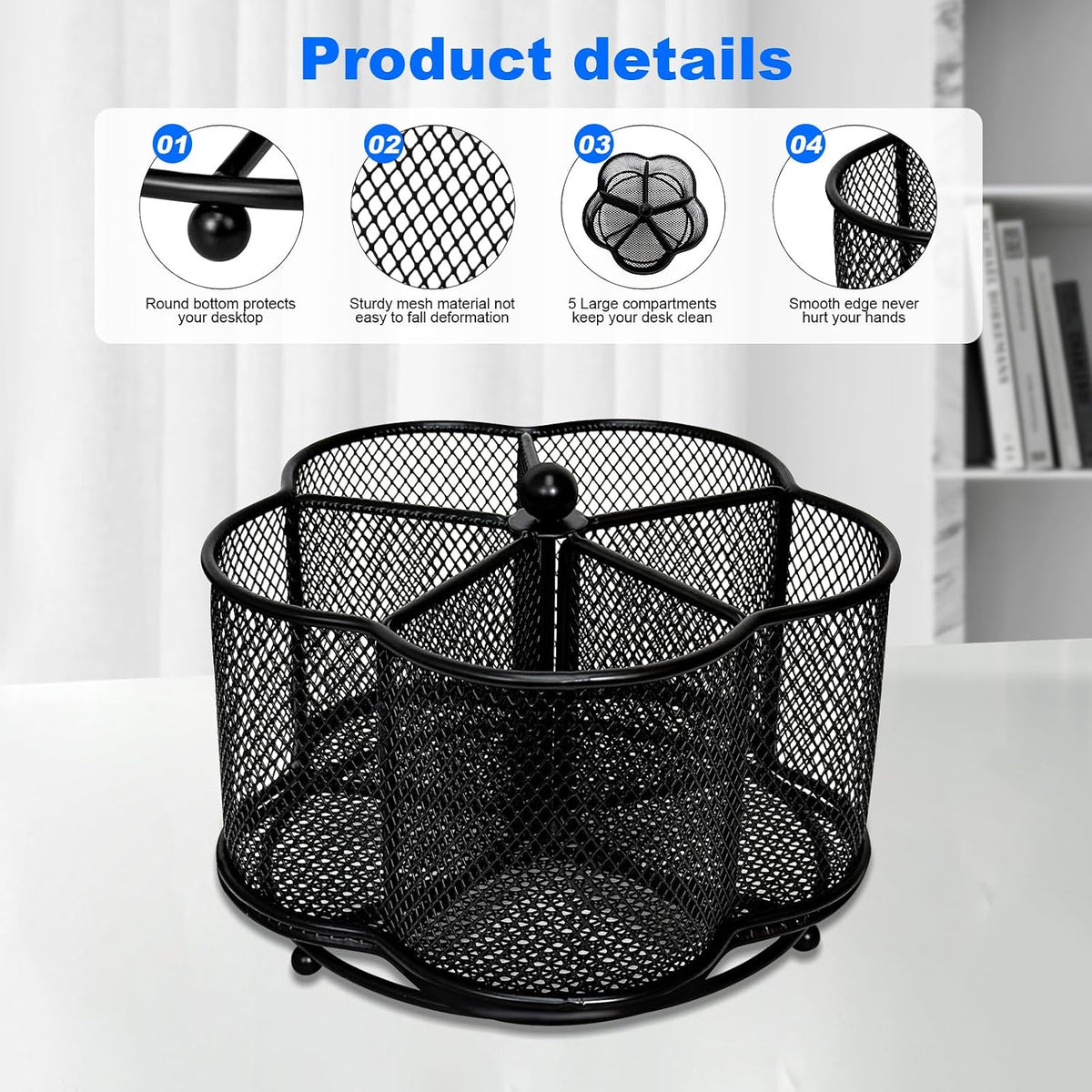 Pen Holder for Desk,360 Degree Rotating Pencil Holder Organizer