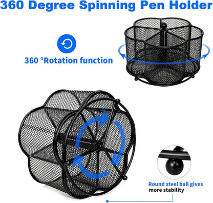 Pen Holder for Desk,360 Degree Rotating Pencil Holder Organizer