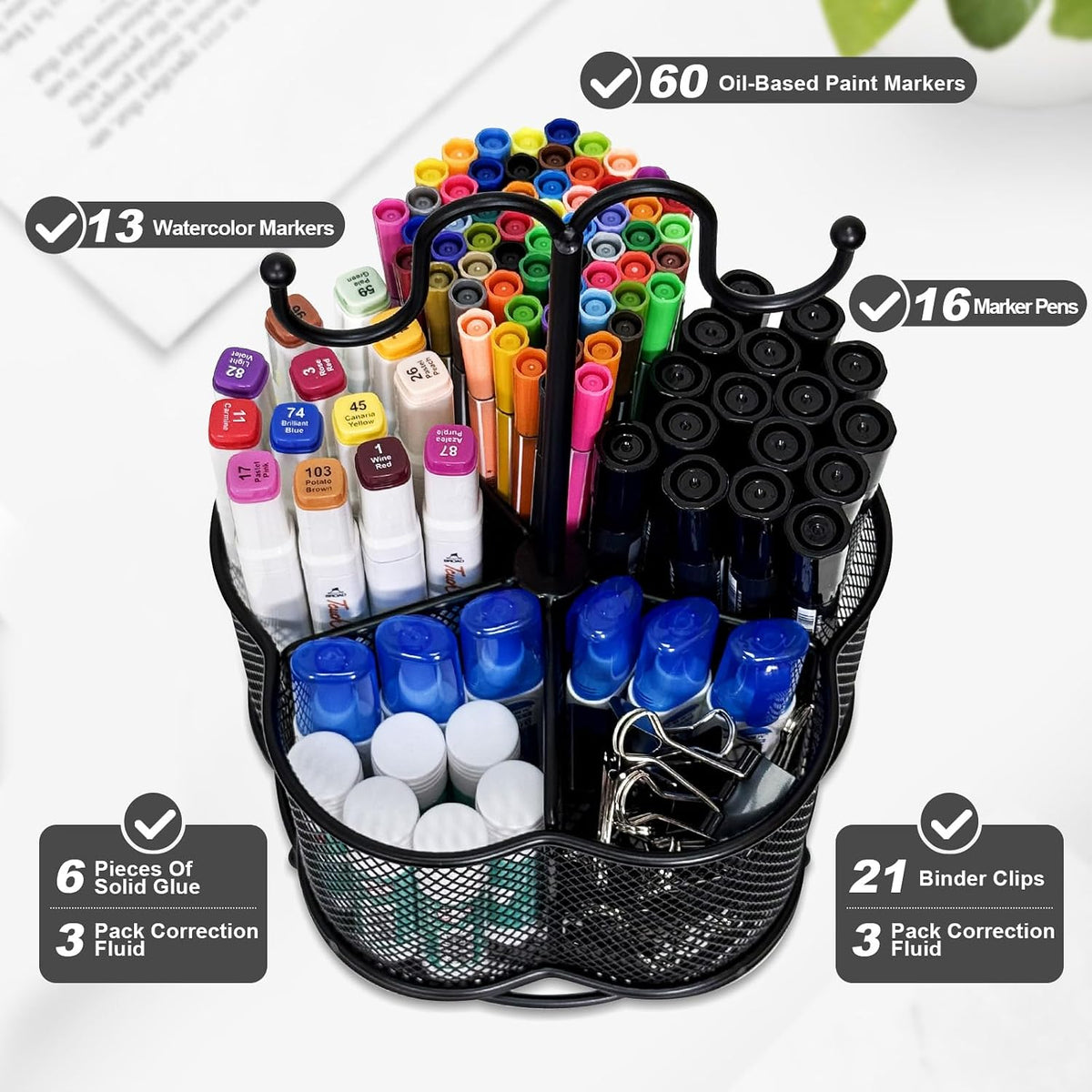 Pen Holder for Desk,360 Degree Rotating Pencil Holder Organizer