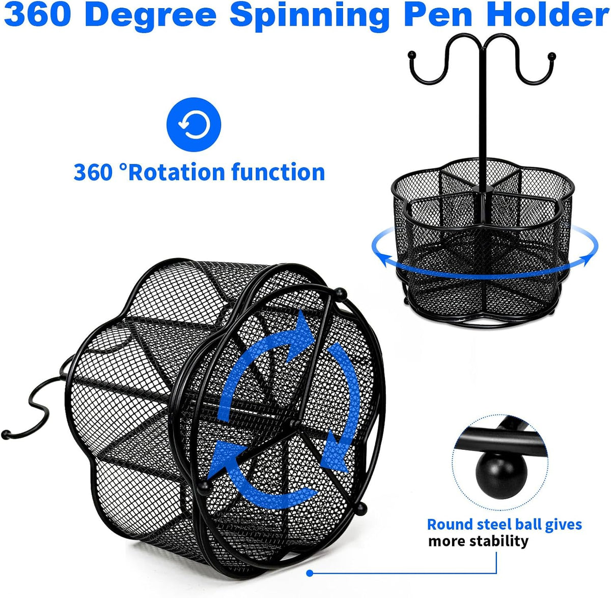Pen Holder for Desk,360 Degree Rotating Pencil Holder Organizer