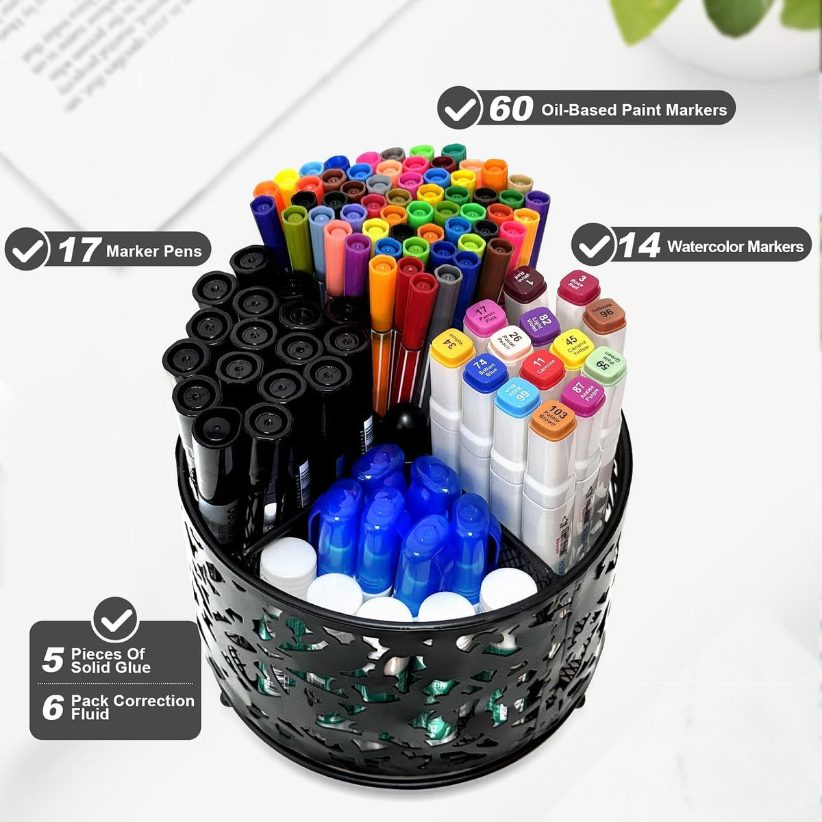 Pen Holder for Desk,360 Degree Rotating Pencil Holder Organizer