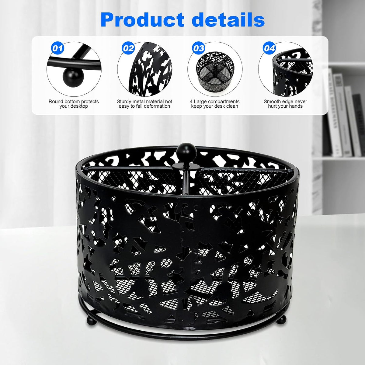 Pen Holder for Desk,360 Degree Rotating Pencil Holder Organizer