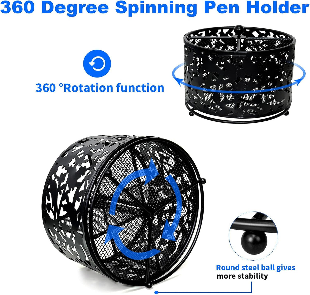 Pen Holder for Desk,360 Degree Rotating Pencil Holder Organizer