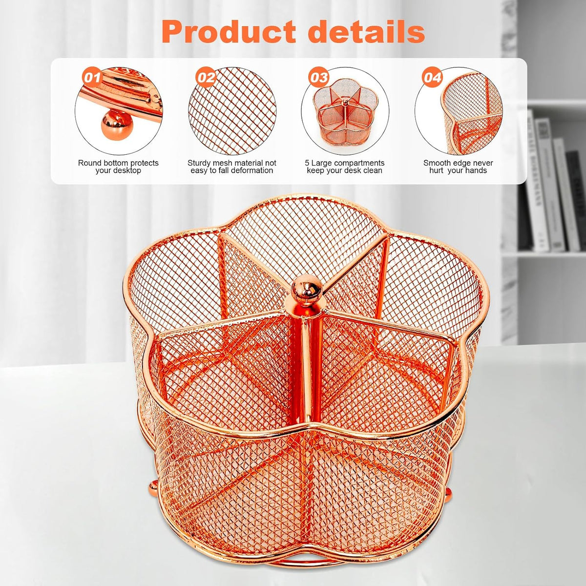 Pen Holder for Desk,360 Degree Rotating Pencil Holder Organizer
