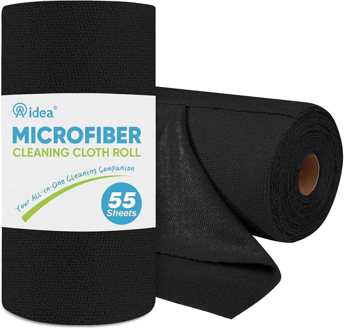 AIDEA Microfiber Cleaning Cloth Roll, Blue Shop Towels 55 Sheets 11×9"