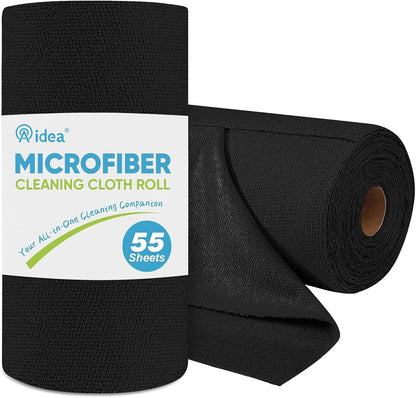 AIDEA Microfiber Cleaning Cloth Roll, Blue Shop Towels 55 Sheets 11×9"