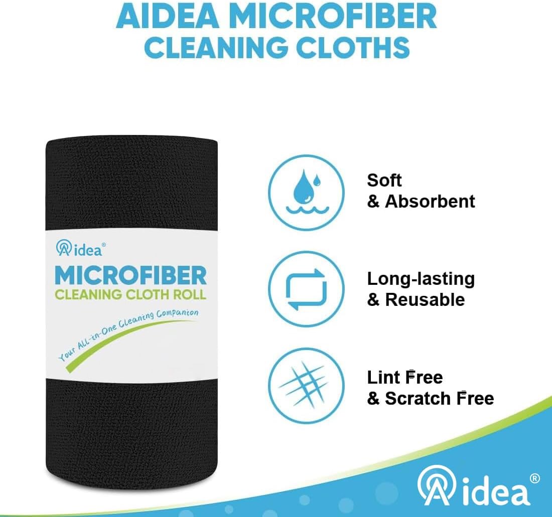 AIDEA Microfiber Cleaning Cloth Roll, Blue Shop Towels 55 Sheets 11×9"